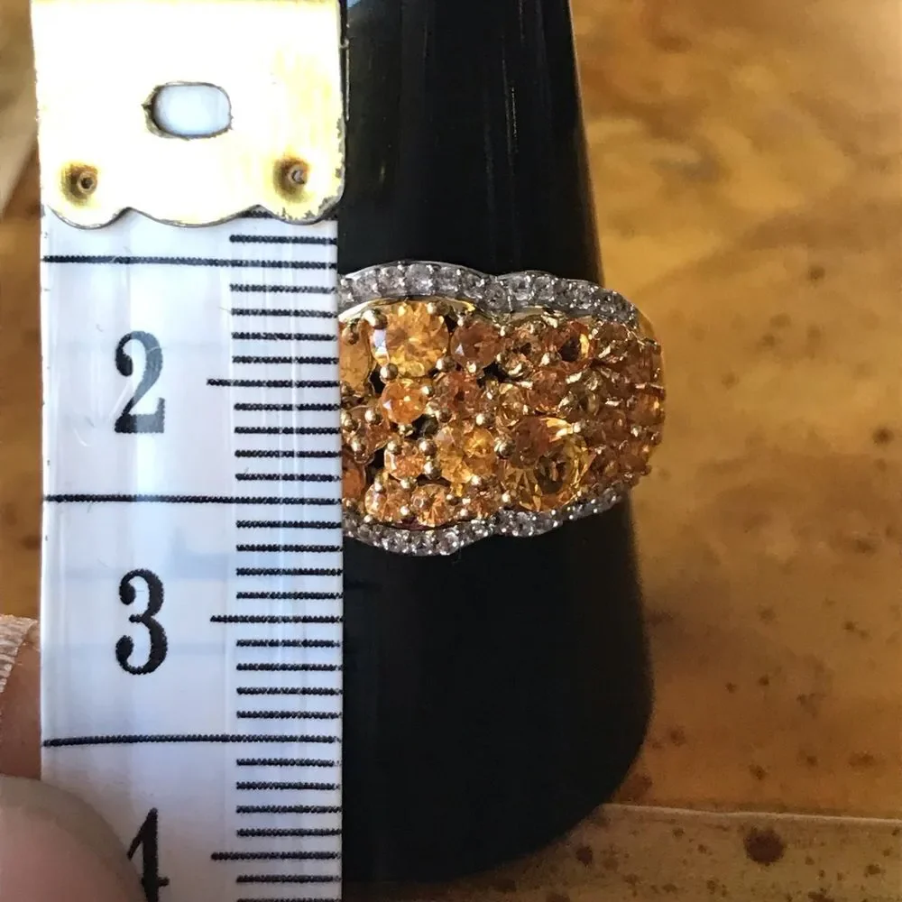 Natural Fanta Garnet Sterling Silver Cocktail Ring Size 10
